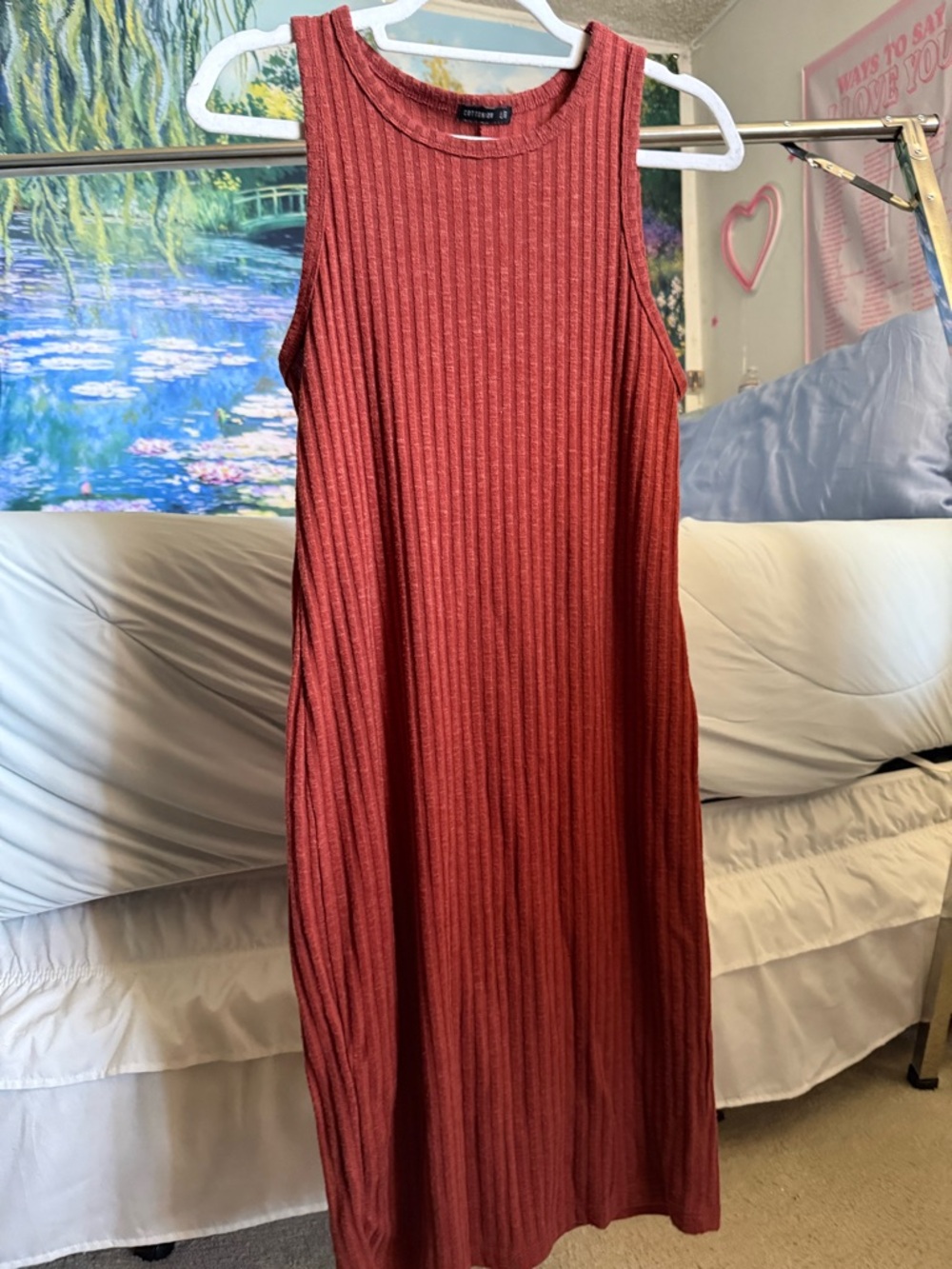 Cotton On Ribbed Sleeveless Maxi Dress in Rust